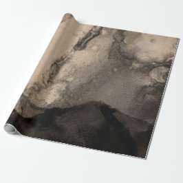 Abstracte zwarte ivoor Creamy Ink Painting Urban Cadeaupapier