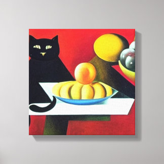 Abstracte zwarte kat canvas afdruk