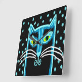 Abstracte zwarte kat kunst vierkante klok (Hoek)