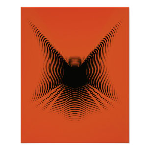 Abstracte zwarte kat Poster op rode achtergrond