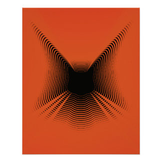 Abstracte zwarte kat Poster op rode achtergrond