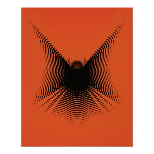 Abstracte zwarte kat Poster op rode achtergrond (Voorkant)