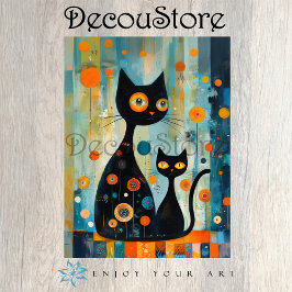Abstracte Zwarte Katten Decoupage Tissuepapier