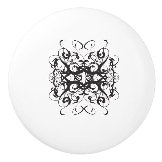 Abstracte zwarte keramische knop (Voorkant)