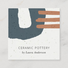 ABSTRACTE ZWARTE KERAMISCHE TEXTUURBLAUWE RUST, GE VIERKANTE VISITEKAARTJE