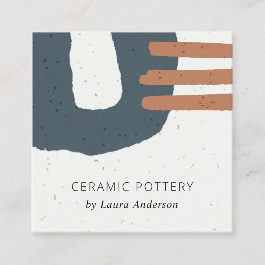 ABSTRACTE ZWARTE KERAMISCHE TEXTUURBLAUWE RUST, GE VIERKANTE VISITEKAARTJE (Voorkant)