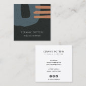 ABSTRACTE ZWARTE KERAMISCHE TEXTUURBLAUWE RUST, GE VIERKANTE VISITEKAARTJE (Voorkant / Achterkant)