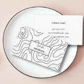 Abstracte zwarte lijn patroonmonogram scriptnaam visitekaartje