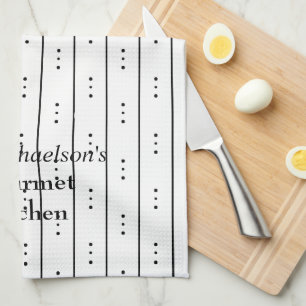 Abstracte zwarte lijnen en Stippen op White Design Theedoek