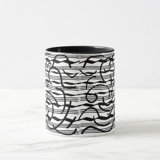 abstracte zwarte lijnkunst mok (Midden)