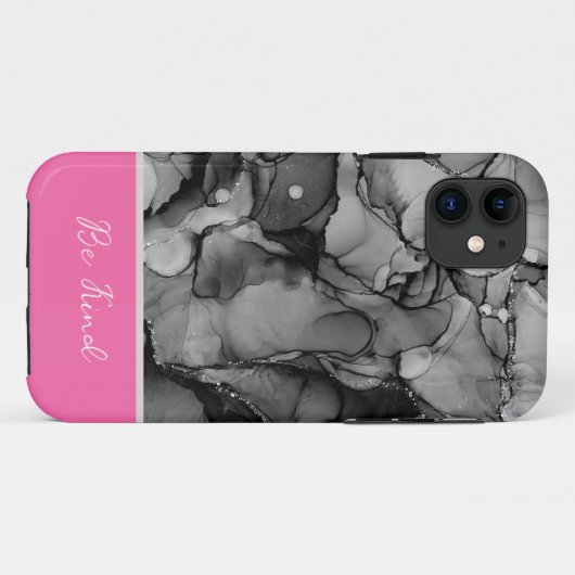 Abstracte zwarte marmer iPhone Case (Achterkant (horizontaal))