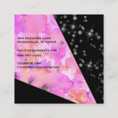 *~* Abstracte zwarte moderne geometrische flora Gl Vierkante Visitekaartje (Achterkant)