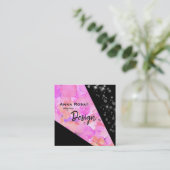 *~* Abstracte zwarte moderne geometrische flora Gl Vierkante Visitekaartje (Staand voorkant)