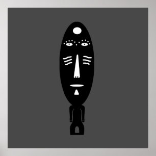 abstracte zwarte moderne portretkunst poster