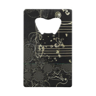 Abstracte zwarte muziek creditkaart flessenopener