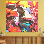 Abstracte zwarte omlijsting van Koe met de klok Canvas Afdruk (Insitu (Woonkamer))