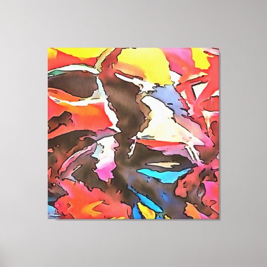 Abstracte zwarte omlijsting van Koe met de klok Canvas Afdruk (Voorkant)