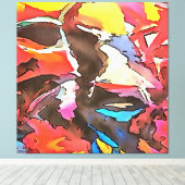 Abstracte zwarte omlijsting van Koe met de klok Canvas Afdruk (Insitu (Houten vloer))