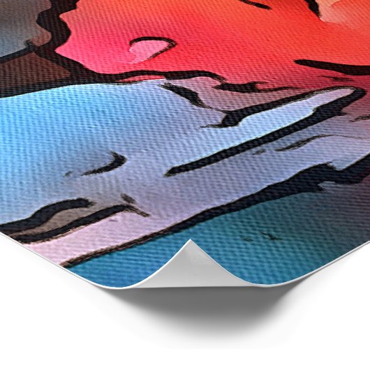 Abstracte zwarte omlijsting van Koe met de klok Poster (Hoek)