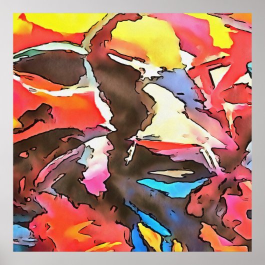 Abstracte zwarte omlijsting van Koe met de klok Poster (Voorkant)