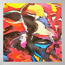 Abstracte zwarte omlijsting van Koe met de klok