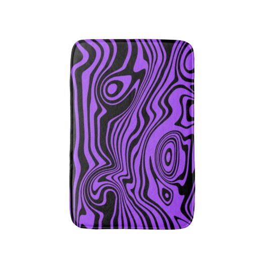 Abstracte zwarte Paarse golven badmat Kies kleuren (Voorkant Verticaal)