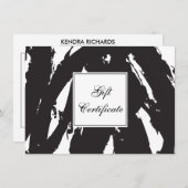 Abstracte zwarte penseelstreken Cadeaucertificaat (Voorkant / Achterkant)