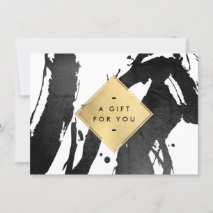 Abstracte zwarte penseelstreken Faux Gold Gift Kaa