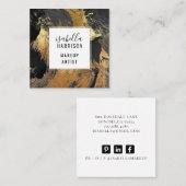 Abstracte zwarte penseelstreken Gold Makeup Artist Vierkante Visitekaartje (Voorkant / Achterkant)