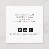 Abstracte zwarte penseelstreken Gold Makeup Artist Vierkante Visitekaartje (Achterkant)