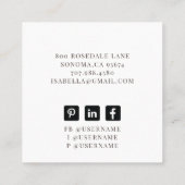 Abstracte zwarte penseelstreken gouden rand vierkante visitekaartje (Achterkant)