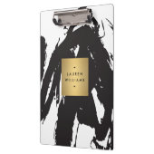Abstracte zwarte penseelstreken met Gold Name Logo Klembord (Links)