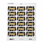 Abstracte zwarte penseelstreken met gouden naamlab etiket (Full Sheet)