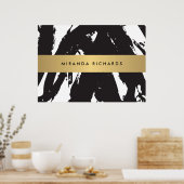 Abstracte zwarte penseelstreken Poster II (Keuken)