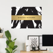 Abstracte zwarte penseelstreken Poster II (Thuiskantoor)