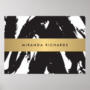 Abstracte zwarte penseelstreken Poster II