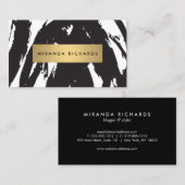 Abstracte zwarte penseelstreken Visitekaartje (Voorkant / Achterkant)