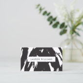 Abstracte zwarte penseelstreken Visitekaartje (Staand voorkant)