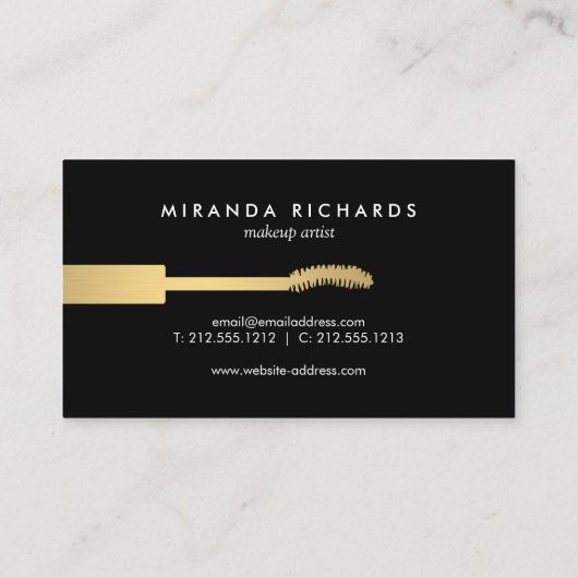 Abstracte zwarte penseelstreken voor make-up artis visitekaartje (Achterkant)