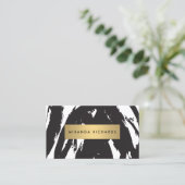 Abstracte zwarte penseelstreken voor make-up artis visitekaartje (Staand voorkant)