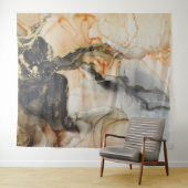 Abstracte Zwarte Perzik Oranje Grijs Gouden Kunst  Wandkleed (In Situ (horizontaal))