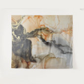 Abstracte Zwarte Perzik Oranje Grijs Gouden Kunst  Wandkleed (Voorkant (horizontaal))