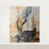 Abstracte Zwarte Perzik Oranje Grijs Gouden Kunst  Wandkleed (Voorkant)