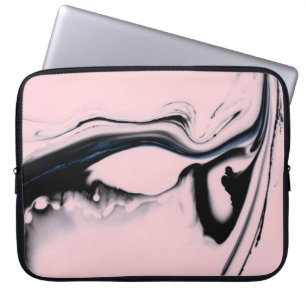 ABSTRACTE ZWARTE PINKSCHIJF OP PASTEL ACHTERGROND LAPTOP SLEEVE