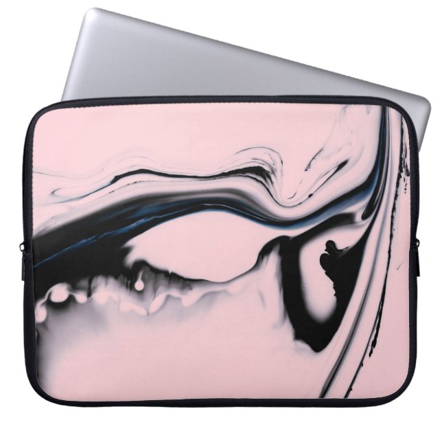 ABSTRACTE ZWARTE PINKSCHIJF OP PASTEL ACHTERGROND LAPTOP SLEEVE (Voorkant)