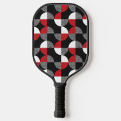 Abstracte zwarte rode en grijze cirkels pickleball paddle (Achterkant)