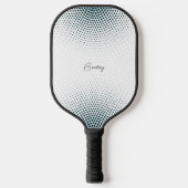 Abstracte zwarte ronde halve toon aangepaste tekst pickleball paddle (Voorkant)