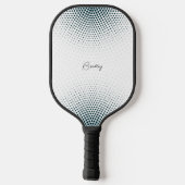 Abstracte zwarte ronde halve toon aangepaste tekst pickleball paddle (Achterkant)