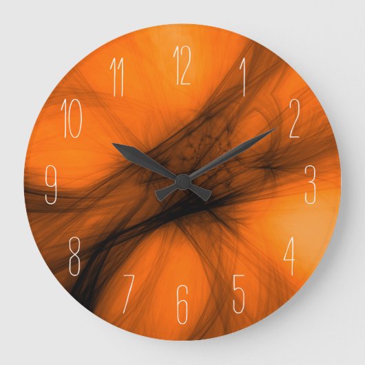 Abstracte zwarte rook - Oranje grote klok (Voorkant)