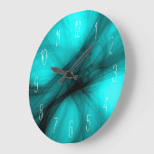 Abstracte zwarte rook - Turquoise Large Clock Grote Klok (Hoek)